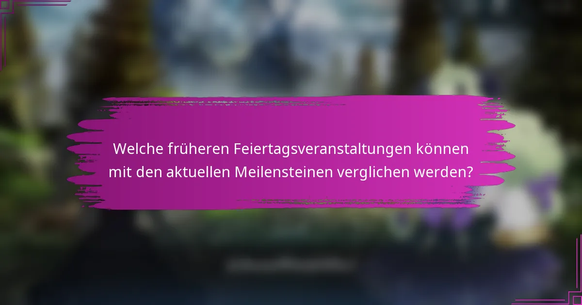 Welche früheren Feiertagsveranstaltungen können mit den aktuellen Meilensteinen verglichen werden?