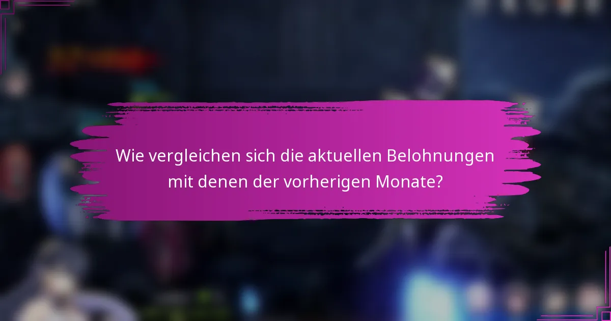 Wie vergleichen sich die aktuellen Belohnungen mit denen der vorherigen Monate?
